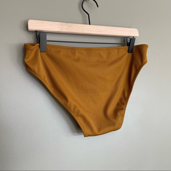 Madewell Second Wave Ribbed Classic Bikini Bottom in Dark Tobacco Size Large - Picture 13 of 15